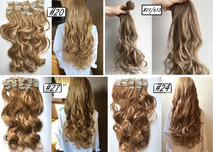 DOCZEPIANE WŁOSY ZESTAW Clip in Fale 7 PASM 160g