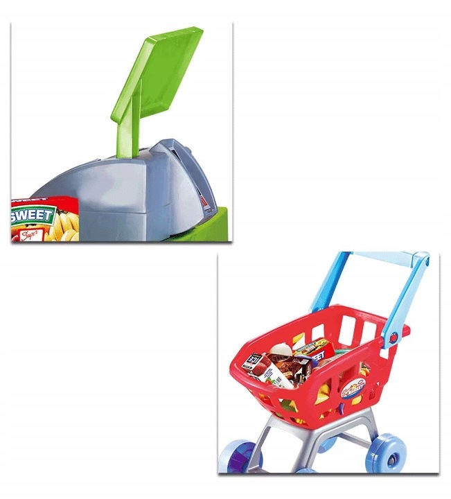 SUPERMARKET SKLEP DLA DZIECI STRAGAN KASA WAGA KOSZYK WÓZEK ZAKUPY MATADI