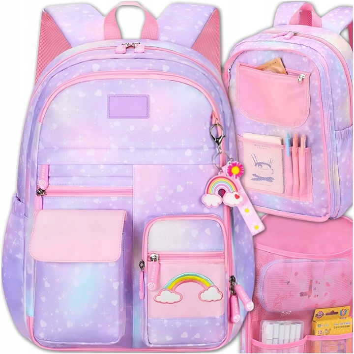 PLECAK SZKOLNY TORNISTER DLA DZIEWCZYNKI KLASA 1-3 WIELOKOMORY DO SZKOŁY