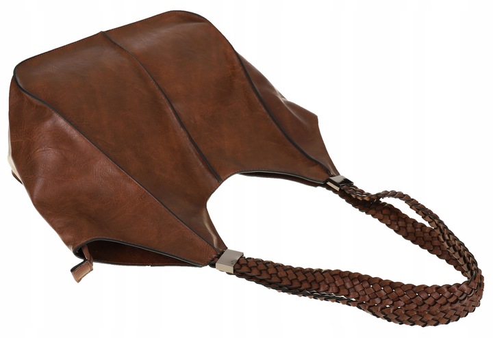 Torebka Damska na Ramię Włoskiej Marki Torba Miejska Shopper L16730 Brązowa