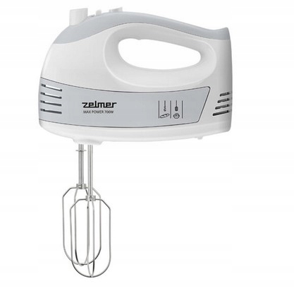 MIKSER RĘCZNY ZHM 2459S Z MISĄ 700W BIAŁY 4 KOŃCÓWKI ROBOT KUCHENNY