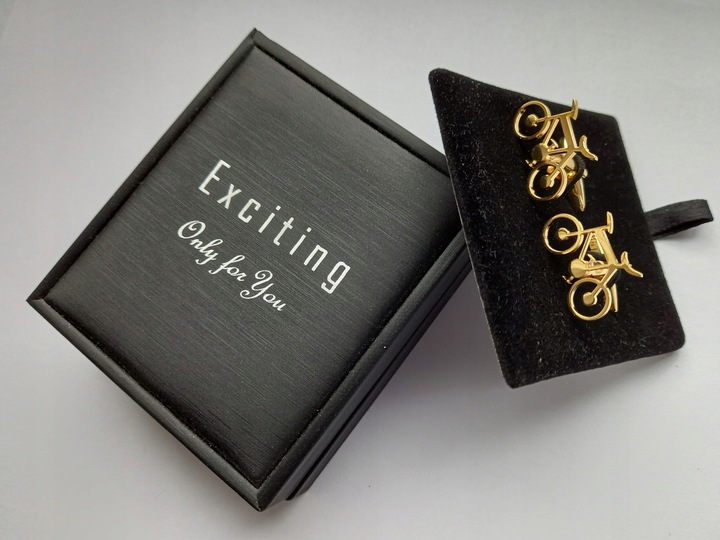 Spinki do mankietów EXC Złote Ślubne pozłacane masa perłowa w pięknym Etui