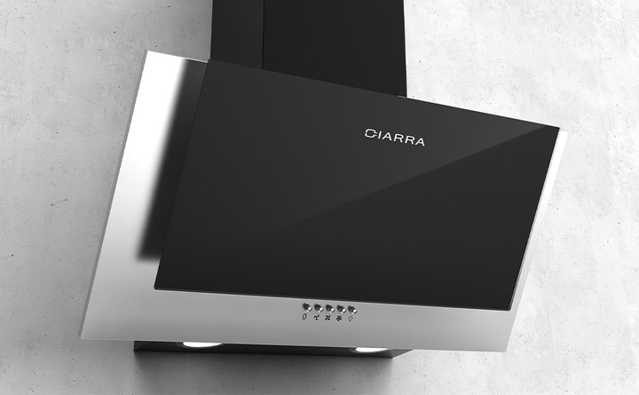 Ciarra CBCB6736C okap naścienny 60 cm, 380 m³/h, oświetlenie LED, 2 filtry