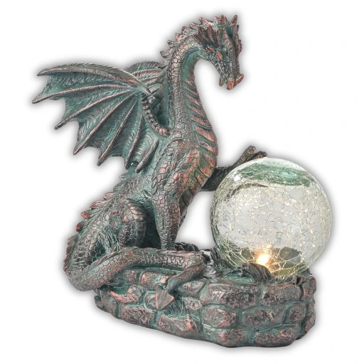 FIGURA OGRODOWA FIGURKA OZDOBA OGRODU DEKORACJA SMOK LAMPKA