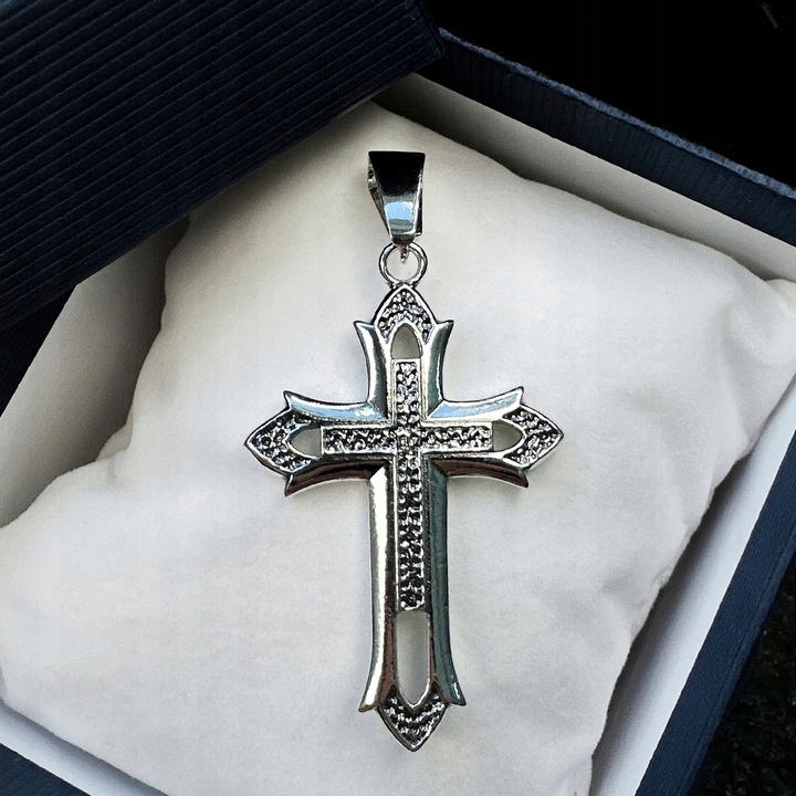 Krzyżyk srebrny męski duży zawieszka srebro 925 solidny bez