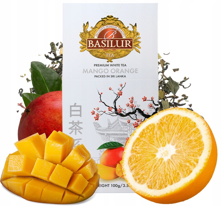 Basilur MANGO ORANGE biała herbata liściasta POMARAŃCZA - 100g