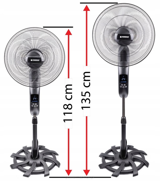 WENTYLATOR PODŁOGOWY WIATRAK STOJĄCY CZARNY CICHY 80W 135 CM