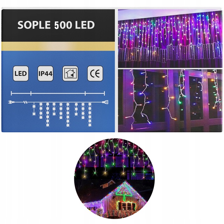 SOPLE 500 LED ZEWNĘTRZNE ŚWIATEŁKA LAMPKI KURTYNA ŚWIETLNA PROGRAMATOR IP44