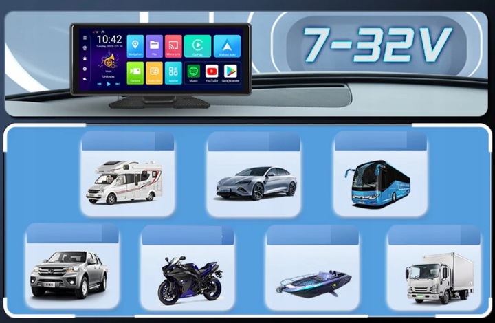 RADIO STACJA MULTIMEDIALNA WIDEOREJESTRATOR CARPLAY ANDROID DVR KAMERA AUX