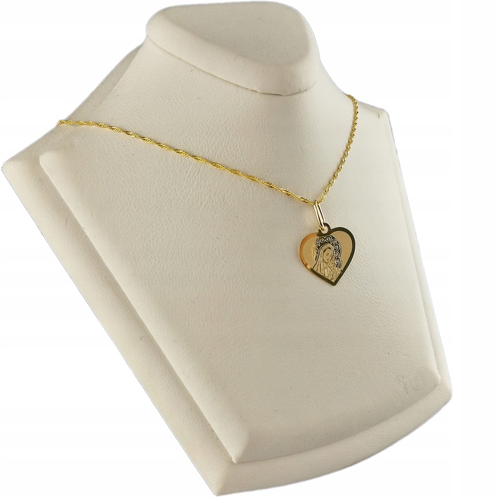 Złoty Łańcuszek z Medalikiem SERCE 585 Na Komunię Chrzest GRAWER GRATIS
