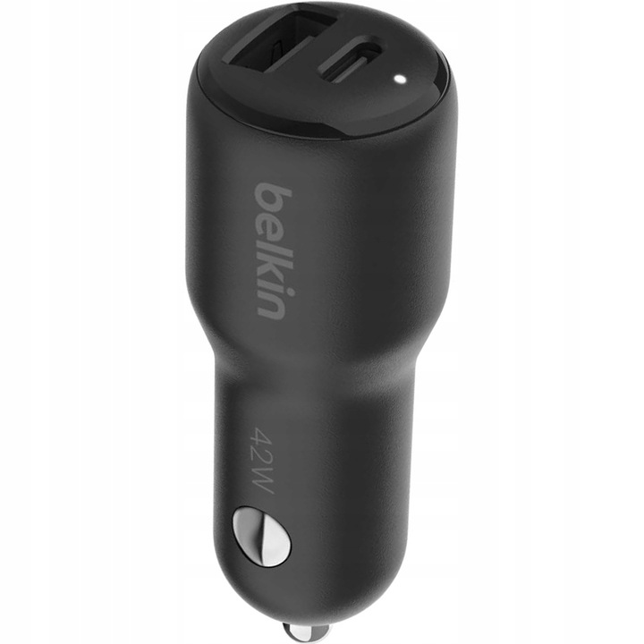 Belkin Ładowarka samochodowa - USB-C PD 3.0 3A PPS 30W + USB-A 12W, mała