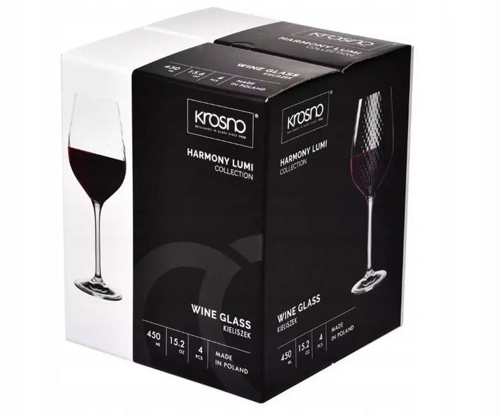 Kieliszki do wina z optykiem 4 szt. 450 / 530 ml Harmony LUMI