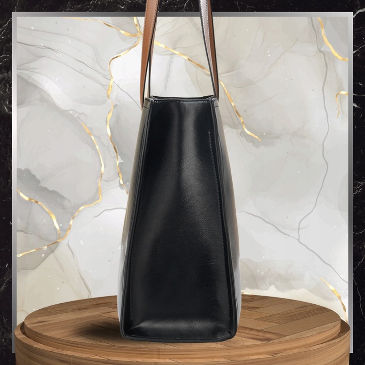 Torebka Shopper Damska CZARNA Torba Na Ramię Duża A4 SKÓRZANA Shopperka