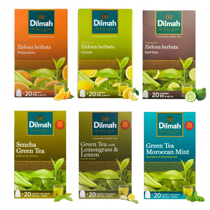 Zestaw Herbat 6 SMAKÓW Herbata Zielona Dilmah 120 Torebek