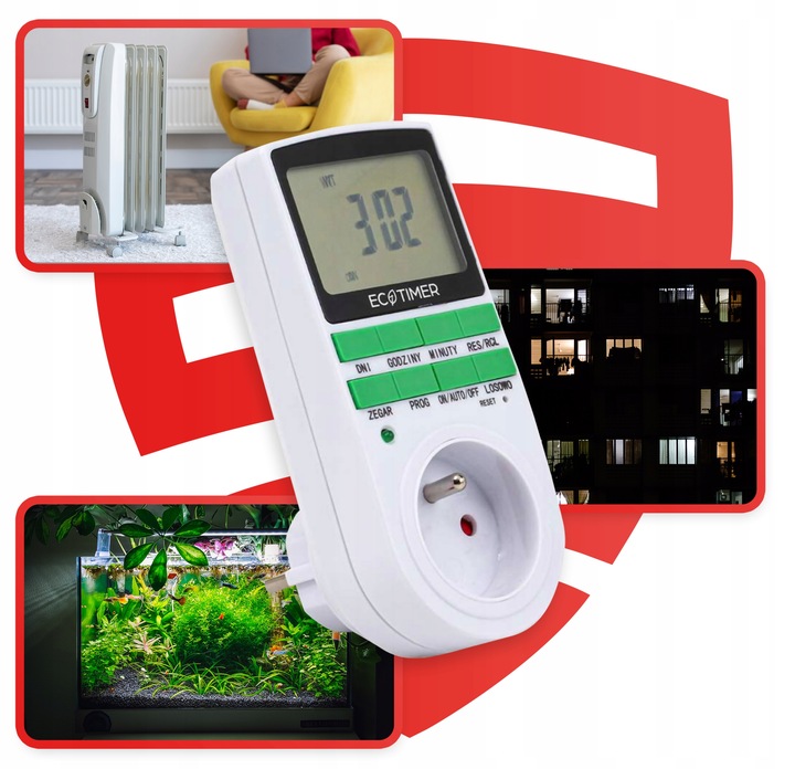 Gniazdko programowalne czasowe sterowanie 7 dni EC-PR07 PROGRAMATOR