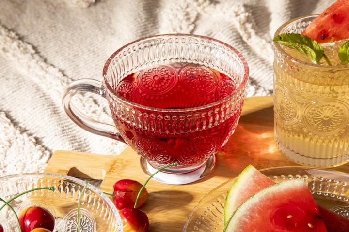 Zestaw 6 filiżanek do kawy szklanki kubki szklane Altom Design Daisy 430 ml