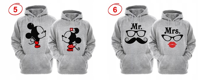 ZESTAW DWÓCH BLUZ Z KAPTUREM DLA ZAKOCHANYCH PAR