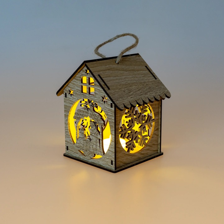 Lampion drewniany adwentowy świąteczny latarenka na roraty dla dzieci LED