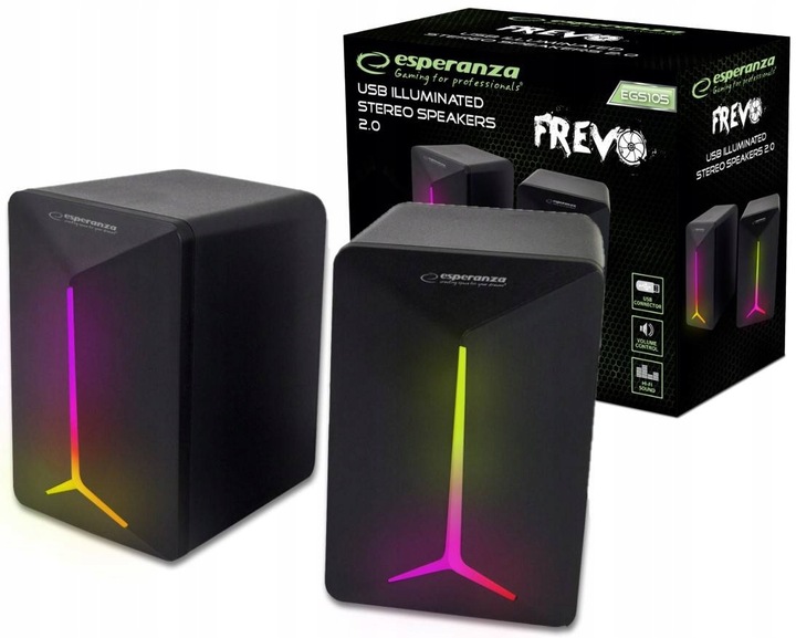 GŁOŚNIKI KOMPUTEROWE LED 2.0 DO KOMPUTERA LAPTOPA USB 5W MINI JACK 3.5 mm