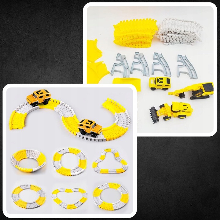 TOR SAMOCHODOWY WYŚCIGOWY DLA DZIECI POJAZDY BUDOWLANE NA PREZENT 255 EL.