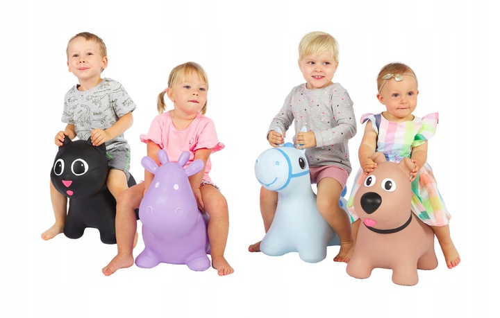 Skoczek gumowy Tootiny Hoppimals Skoczek dla dzieci z pompką KONIK różowy