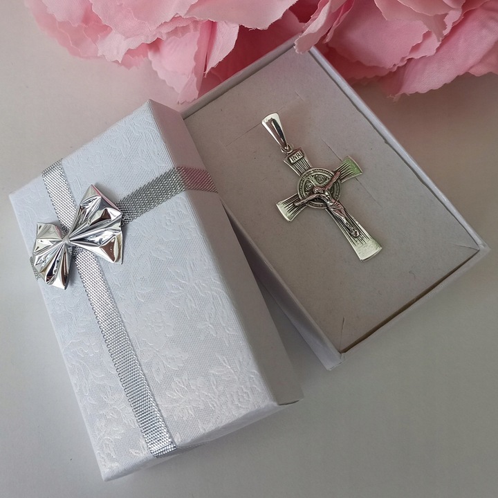 Krzyżyk srebrny oksydowany św.benedykt pr.925