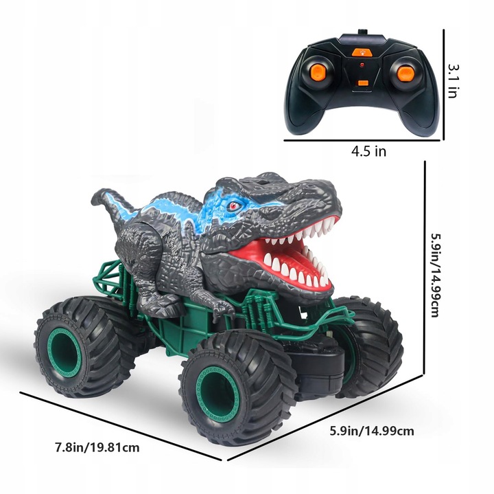 ZDALNIE STEROWANY SAMOCHÓD RC, SAMOCHÓD RC CAR MONSTER TRUCK DINOZAURY