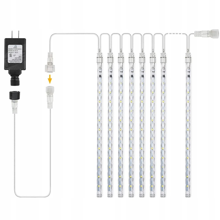 DŁUGIE SOPLE METEORY KURTYNA ŚWIETLNA LAMPKI CHOINKOWE 360LED 50cm B. ZIMNY