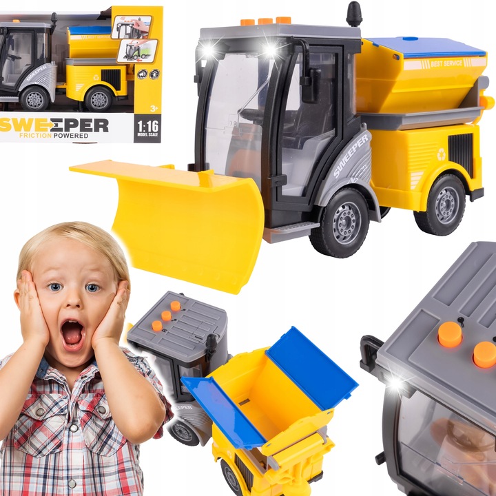 AUTO POJAZD ODŚNIEŻARKA DO ŚNIEGU SPYCHACZ ULICZNY LED DŹWIĘK NA BATERIE