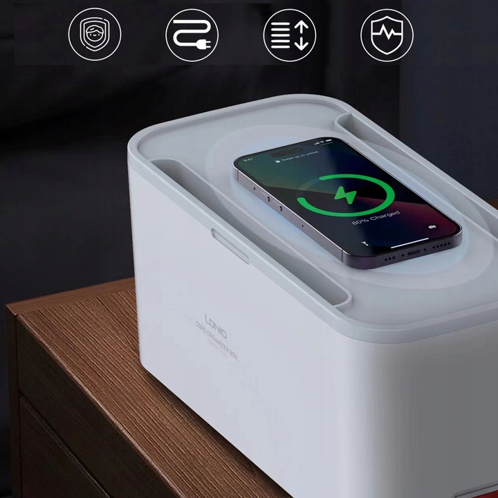 Ładowarka Listwa Zasilacz Organizer Kabli USB QI