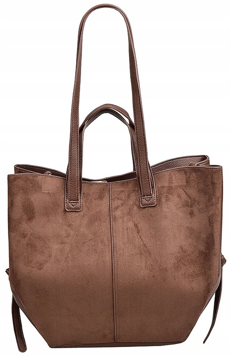 GALLANTRY Torebka damska CASUAL na ramię SHOPPER czekolada DUŻA A4 ZAMSZ