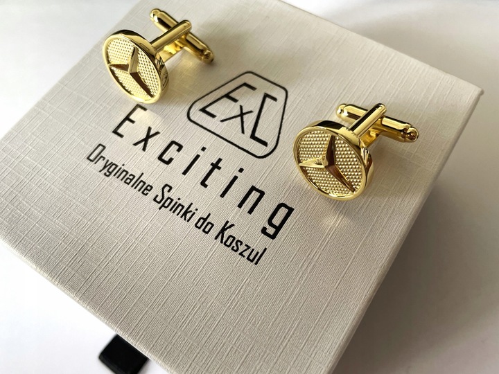 Spinki do mankietów koszuli EXC pozłacane Gwiazda Merc Mercedes Benz AMG SL