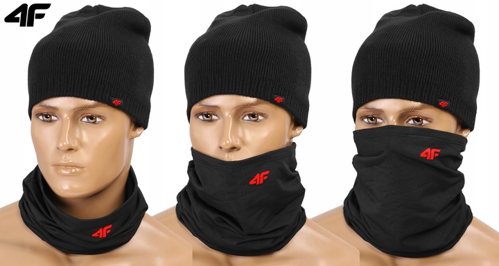 4F KOMPLET CZAPKA MĘSKA DAMSKA + KOMIN CHUSTA SZAL JESIENNY ZIMOWY KZ10