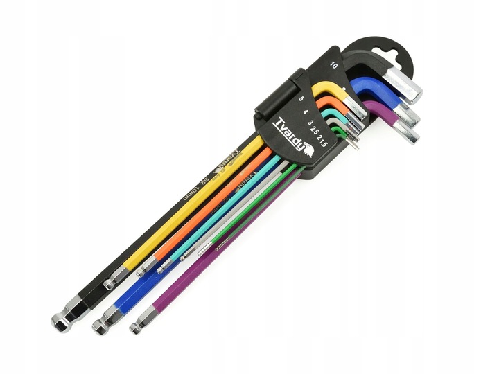 TVARDY ZESTAW KLUCZE IMBUSOWE IMBUSY DŁUGIE HEX 1.5-10mm 9sztuk KOLOR