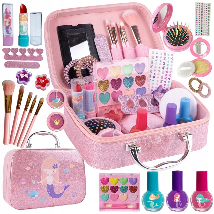Kuferek z kosmetykami dla dzieci Zestaw kosmetyków MAKE UP MALOWIDŁA makija