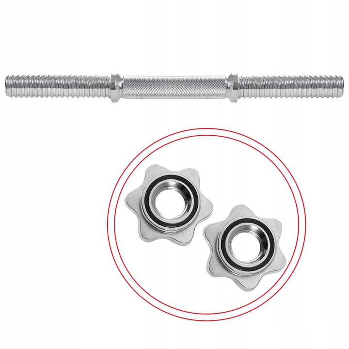 GRYF SZTANGIELKA + ZACISKI ZESTAW 40cm gryfik STAL 28mm do HANTLI KRÓTKI