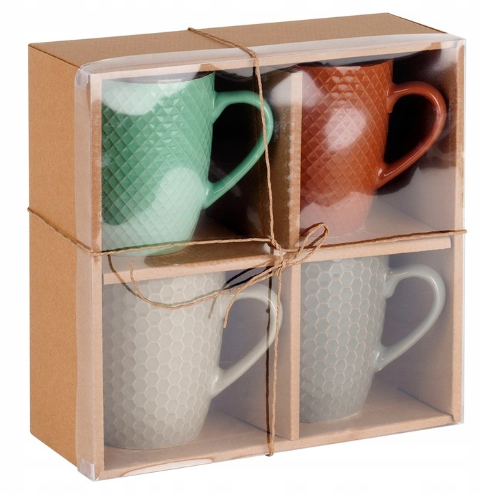 4x Duży KUBEK do napojów kawy herbaty zestaw prezentowy komplet kubków