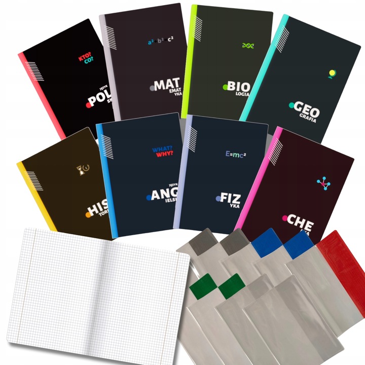 KOMPLET 8 ZESZYTÓW ZE ŚCIĄGĄ KLASA 7-8 A5/60K ŚCIĄGA KOLOROWA 60 KARTEK