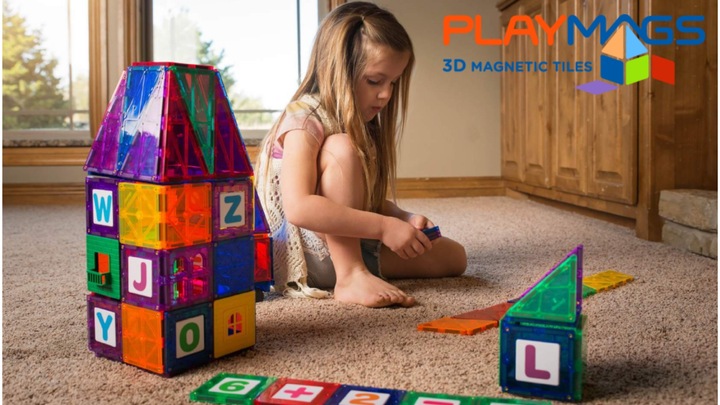 KLOCKI MAGNETYCZNE TOR SAMOCHODOWY DROGA ZNAKI DLA DZIECI PLAYMAGS 130 EL