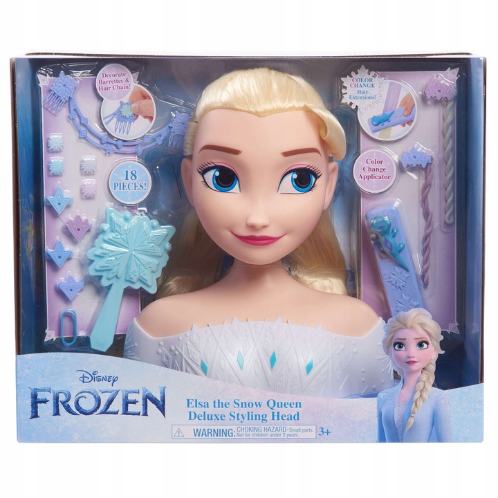 DUŻA LALKA GŁOWA DO CZESANIA STYLIZACJI WŁOSÓW KRAINA LODU FROZEN ELSA ELZA