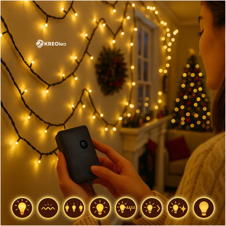 MOCNE LAMPKI CHOINKOWE 500 LED OŚWIETLENIE ŚWIĄTECZNE ZEW/WEW BIAŁY CIEPŁY