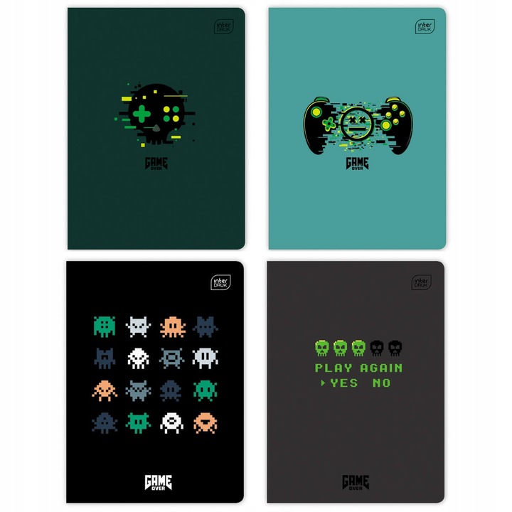 4X ZESZYT A5 32 KARTKI KRATKA MARGINES DLA CHŁOPCA