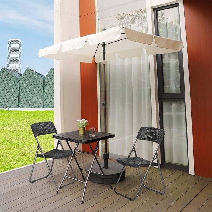 ZESTAW BISTRO 3W1 STÓŁ + 2 KRZESŁA IMITACJA RATTANU ZESTAW BALKONOWY CZARNY