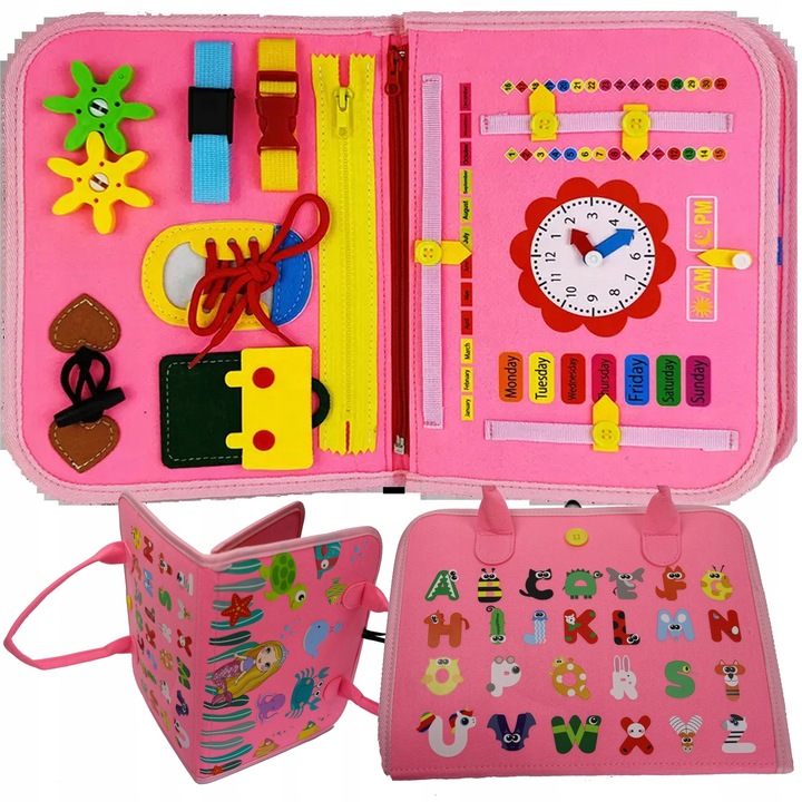 Tablica manipulacyjna SENSORYCZNA edukacyjna kreatywna dla dzieci ZEGAR