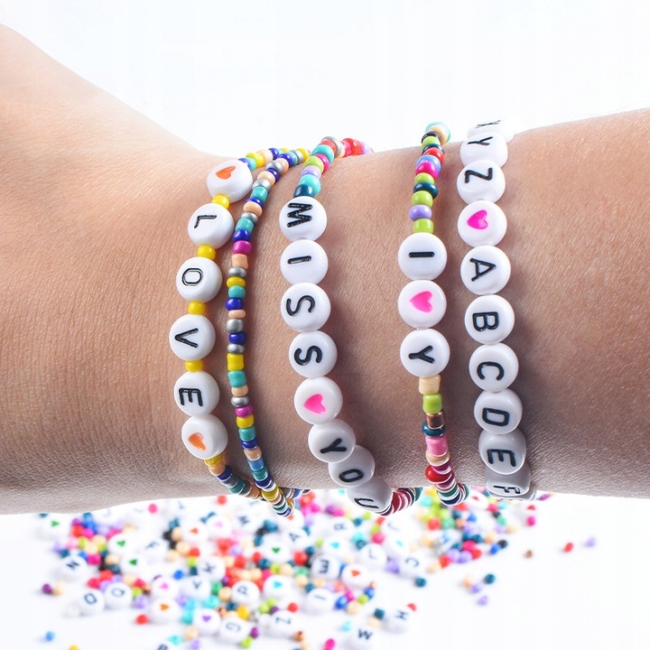 OGROMNY Zestaw do Robienia Biżuterii Bransoletek Literki Buźki Charmsy XXL