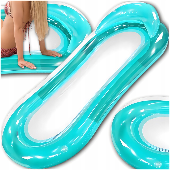 MATERAC DMUCHANY Z SIATKĄ DO PŁYWANIA LEŻAK PLAŻOWY HAMAK WODNY NA BASEN