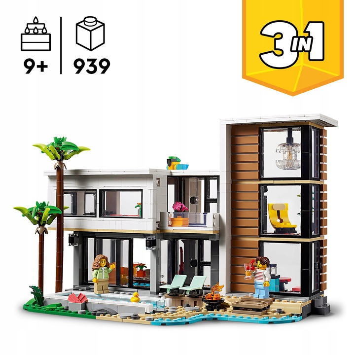 LEGO Creator 3w1 31153 Nowoczesny Dom Przy Plaży Kamienica Leśna Chatka