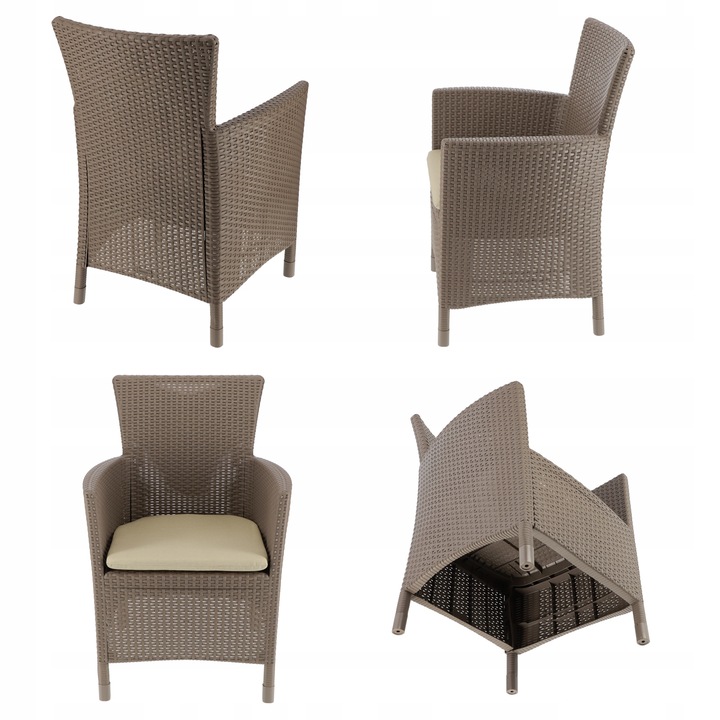 FOTEL OGRODOWY ALLIBERT KRZESŁO + PODUCHA BEŻOWY