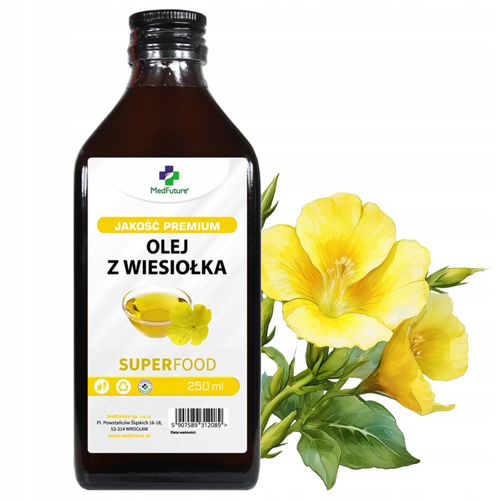 Olej z wiesiołka tłoczony na zimno Ekologiczny nierafinowany 250 ml