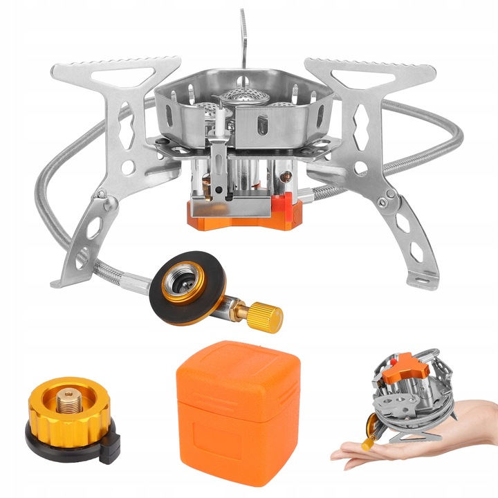 6800W Doskonała MINI kuchenka turystyczna gazowa na kartusze z adapterem